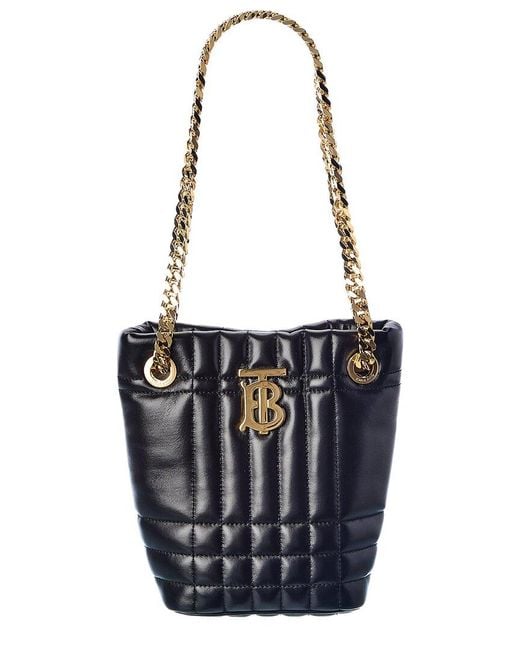 Burberry Lola Mini Quilted Leather Bucket Bag in Black - Lyst