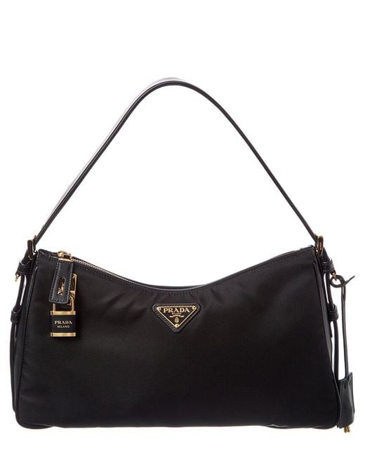 Prada Black Aimee Large Re-Nylon & Leather Shoulder Bag