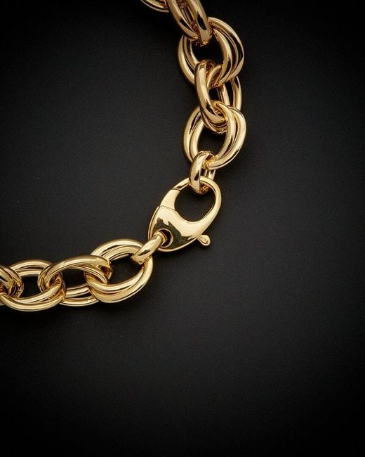 Italian Gold Black 14K Oval & Round Link Bracelet