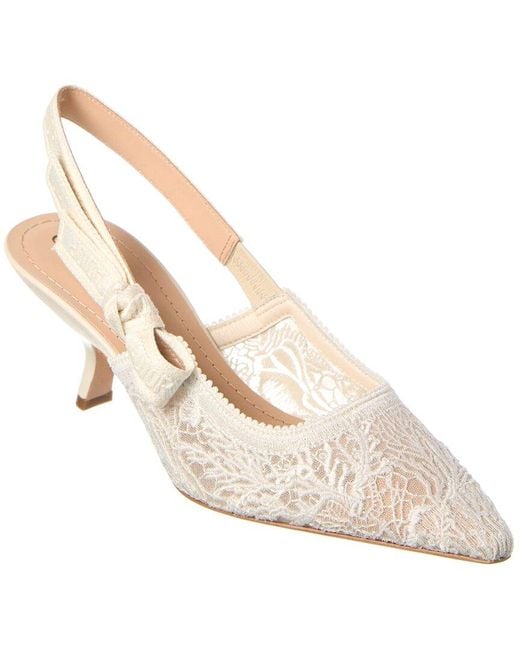 Dior White J'A Lace & Leather Slingback Pump