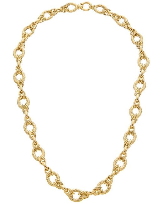 Italian Gold Metallic 14K Textured Oval Link Necklace