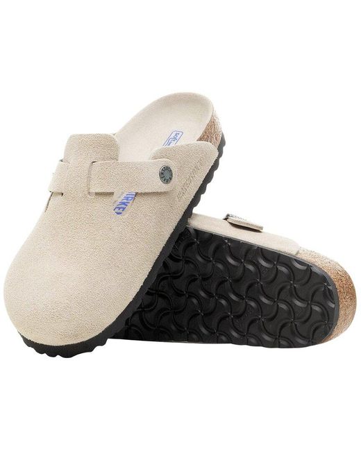 Birkenstock White Boston Soft Footbed Suede Sandal