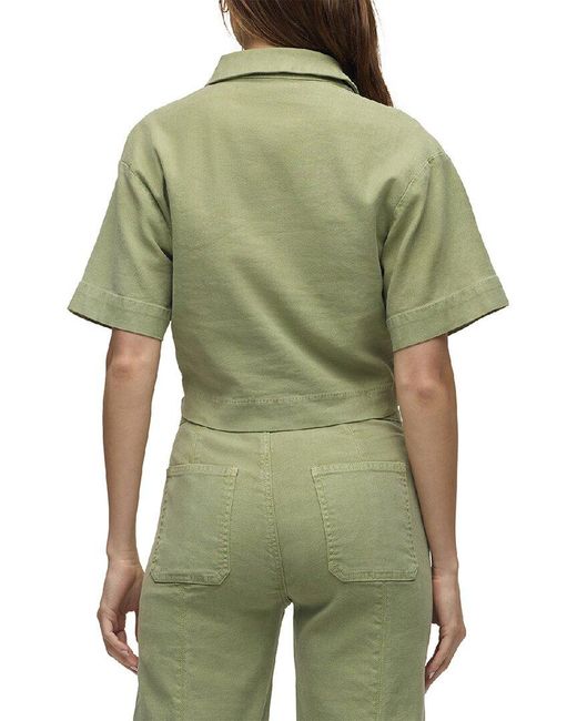 Hudson Green Knotted Button Down Linen-Blend Shirt