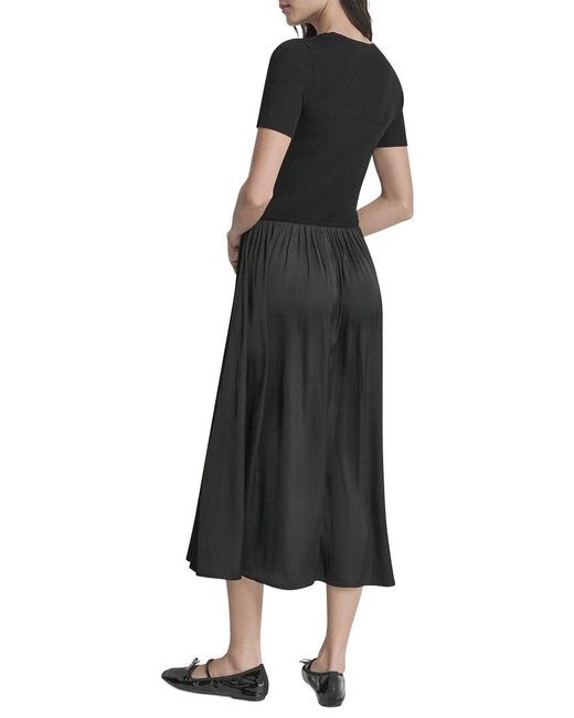 DKNY Black Mix Media Spun Sweaterdress