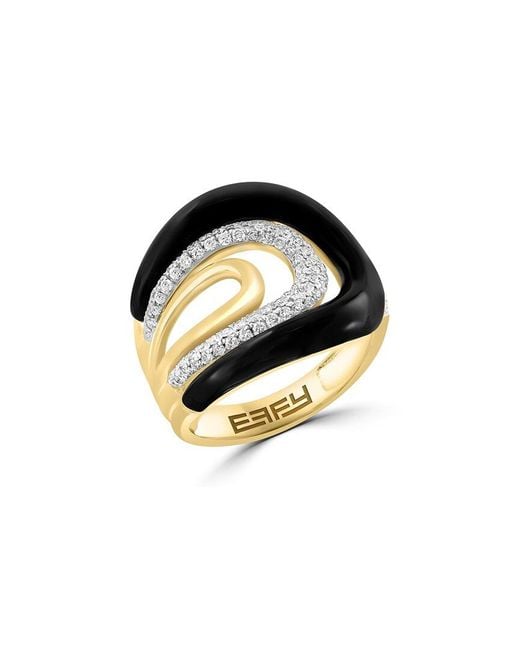 Effy Fine Jewelry Black 14K 3.98 Ct. Tw. Diamond & Onyx Ring