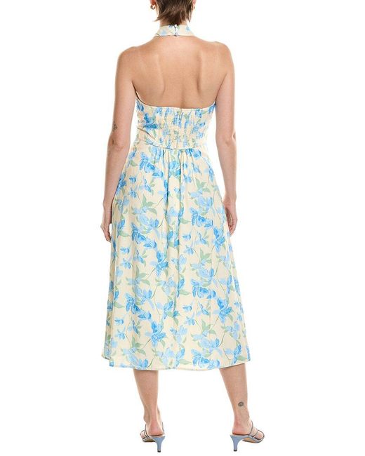 Hutch Blue Wally Linen-Blend Midi Dress