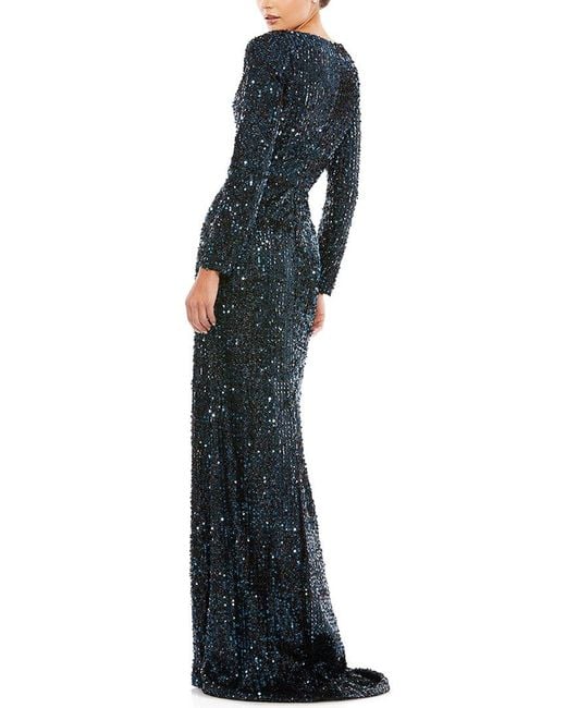 Mac Duggal Blue Sequined Gown