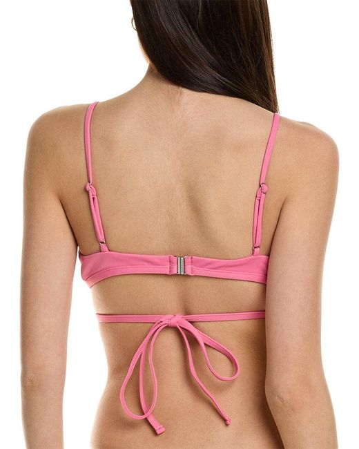 Jonathan Simkhai Pink Harlen Solid Tie-Front Bikini Top