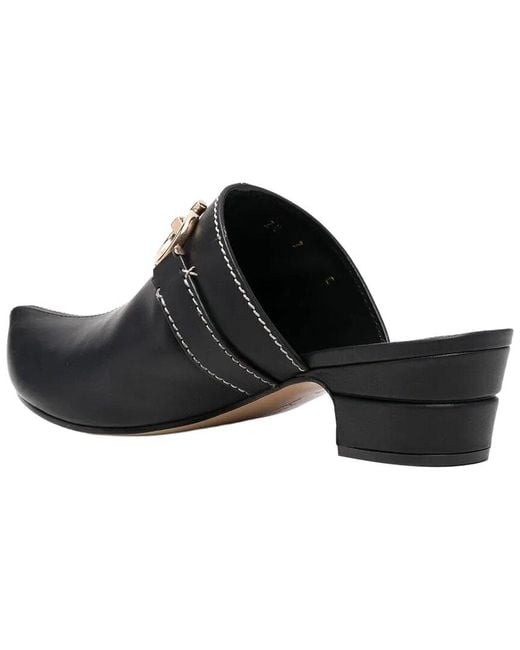 Ferragamo Black Gancini Leather Mule