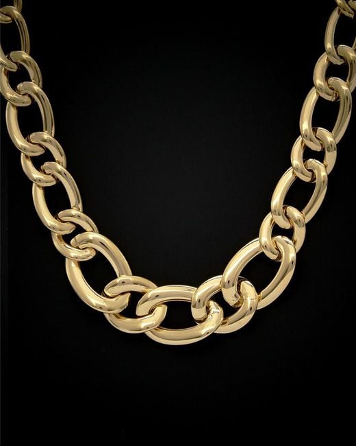Italian Gold Black 14k Graduated Twist Puffed Oval Link Necklace