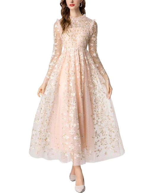 BURRYCO Natural Embellished Maxi Dress