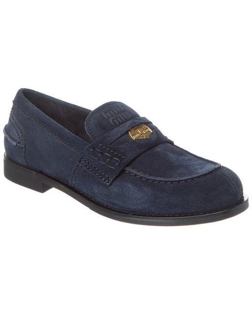 Miu Miu Blue Suede Penny Loafer
