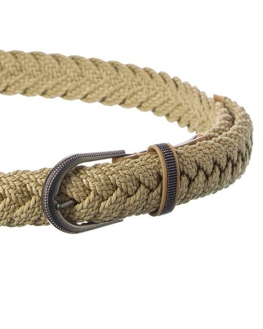 Brunello Cucinelli Natural Woven & Leather Belt