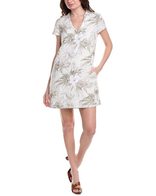 Tommy Bahama White Palmeras Party Linen Shift Dress