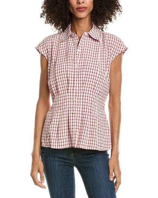 Max Studio Cap Sleeve Collared Shirt