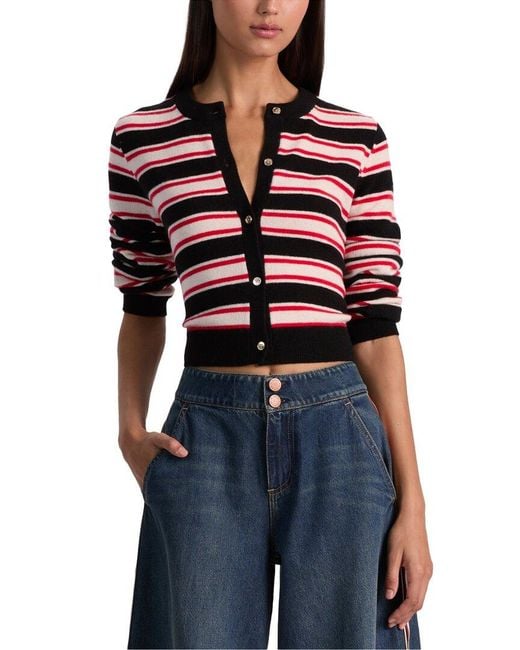 Alice + Olivia Blue Dollie Cashmere Cardigan
