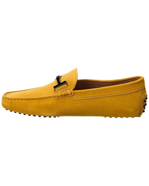 Tod's Yellow Gommini Suede Loafer for men
