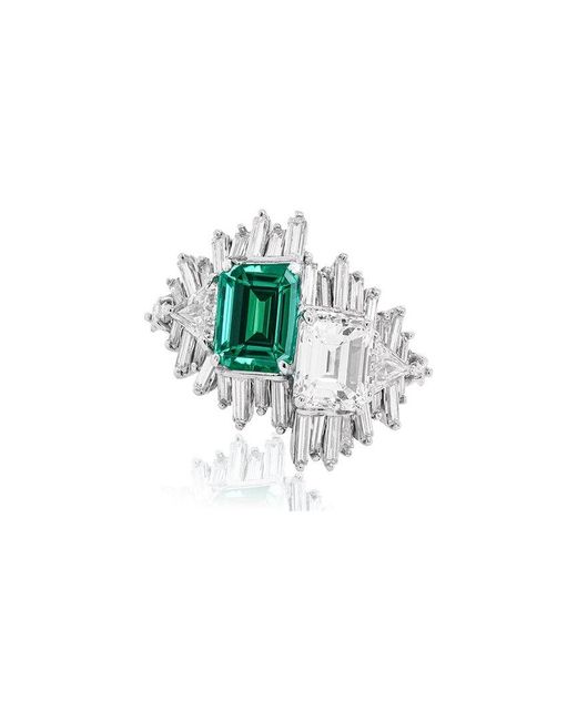 Diana M Metallic Fine Jewelry Gold 4.15 Ct. Tw. Diamond & Emerald Half-set Ring
