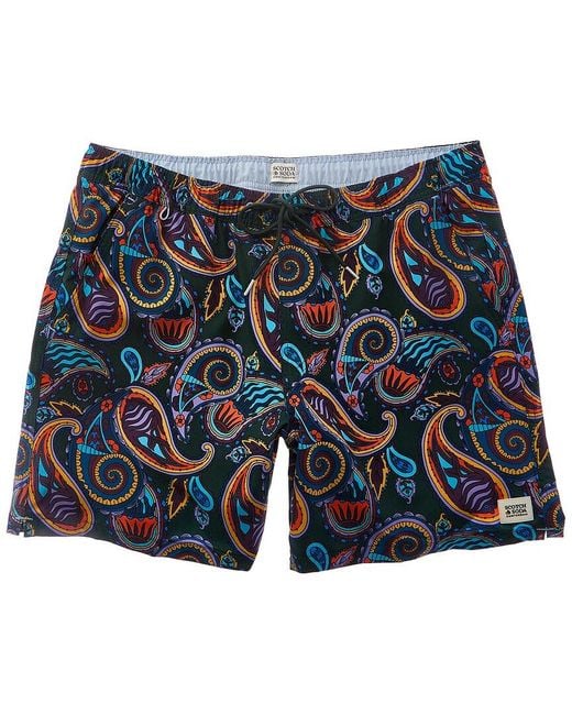 Scotch & Soda Blue Miami Ice Swim Trunk for men