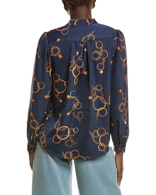 Tahari Blue Button Down Blouse