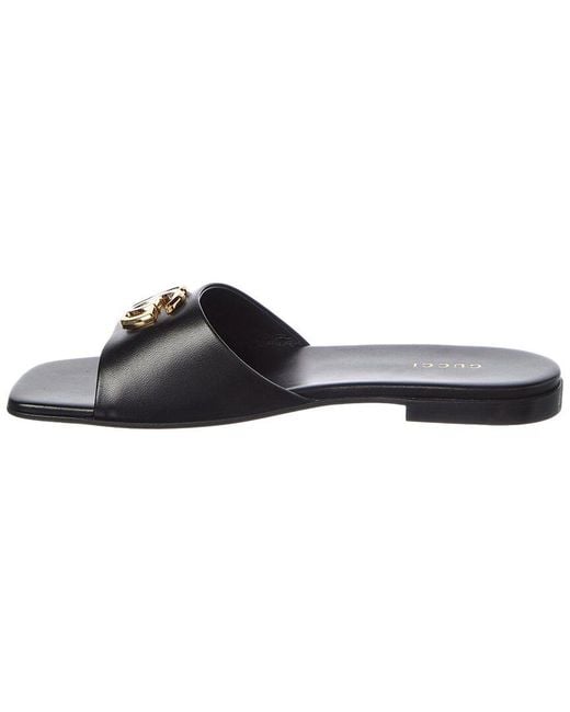 Gucci Black Double G Leather Sandal