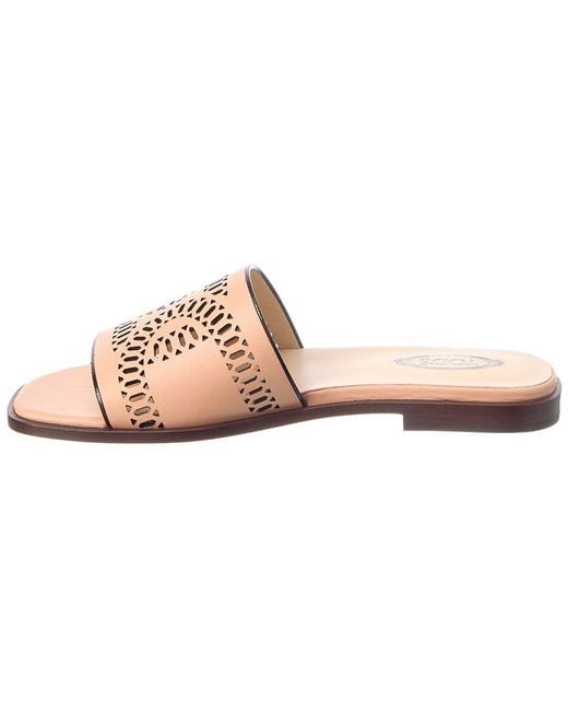 Tod's Pink Logo Leather Sandal