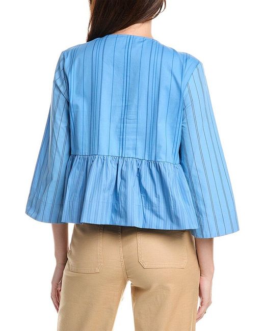 Ganni Blue Peplum Blouse