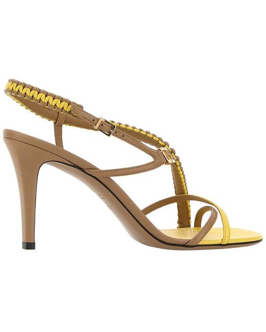Fendi Metallic Ffold Leather Sandal