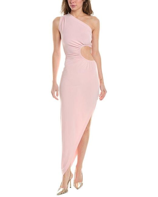 Norma Kamali Pink One-shoulder Sunburst Gown