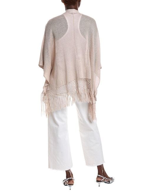 Brunello Cucinelli White Linen & Silk-Blend Poncho