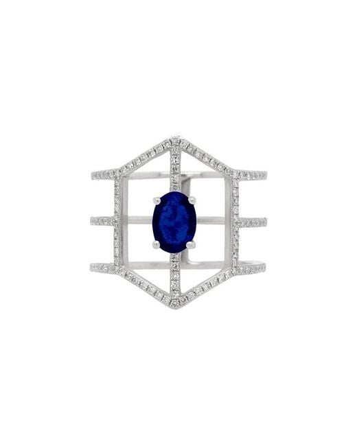 Diana M Blue Fine Jewelry 14k 1.25 Ct. Tw. Diamond & Sapphire Half-eternity Ring