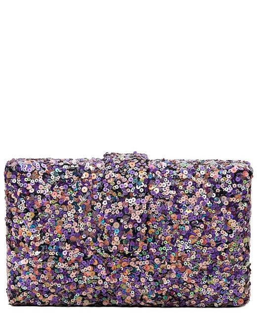 Simitri Purple Hand-Embroidered Sequin Box Clutch