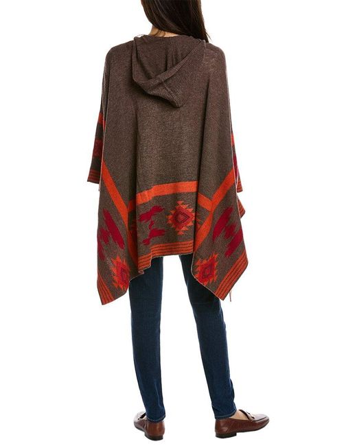 Hannah Rose Red Southwest Jacquard Wool & Cashmere-blend Poncho