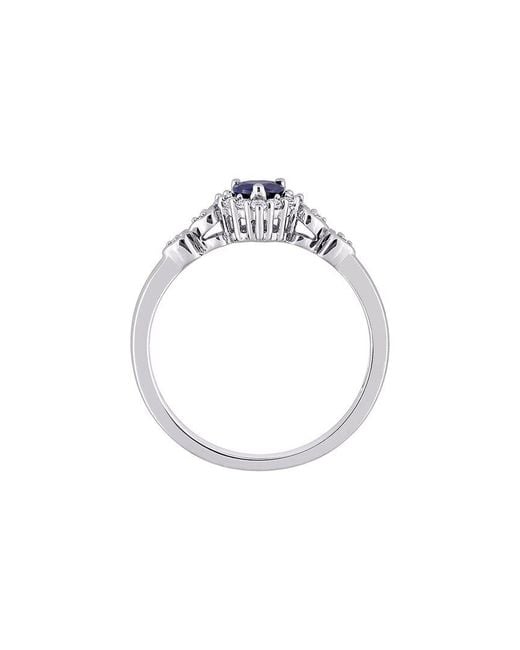 Rina Limor Blue 0.40 Ct. Tw. Diamond & Lab-Grown Created Sapphire, Created Sapphire Halo Ring