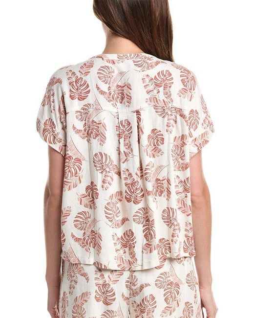 Splendid White Linen-Blend Top