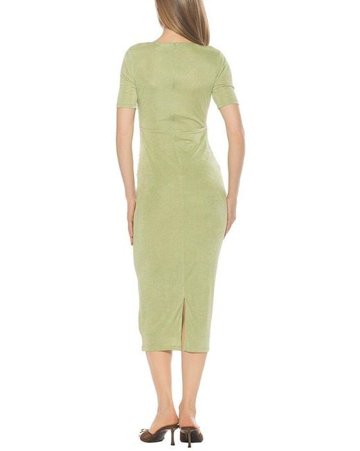 Alexia Admor Green Thoren Long Sleeve Draped Dress