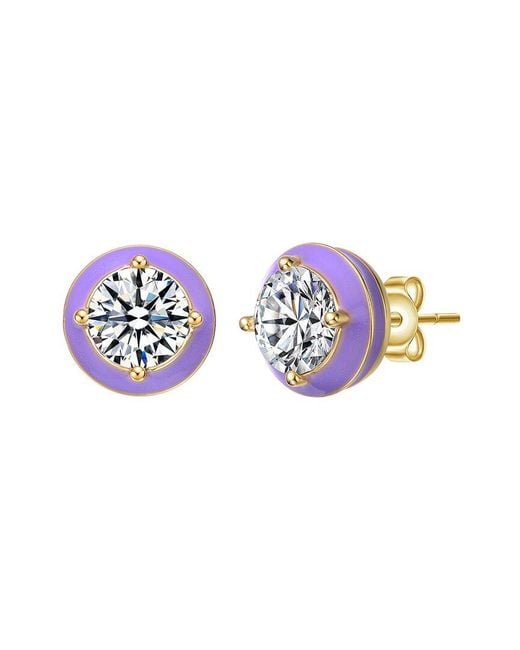 Rachel Glauber Blue 14k Plated Cz Studs