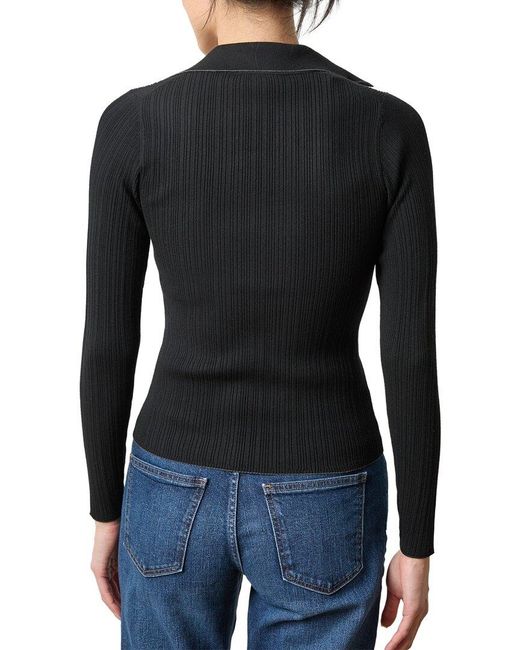 Lilla P Black Slim Fit Long Sleeve Rib Henley Sweater