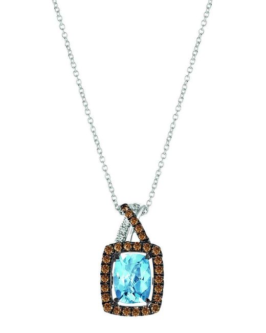 Le Vian Blue Le Vian 14K 1.52 Ct. Tw. Diamond & Aquamarine Pendant Necklace