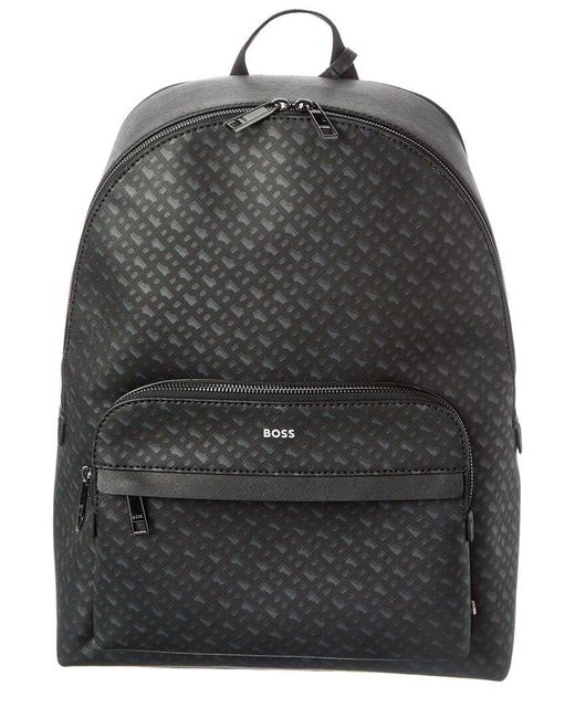 Boss Gray Zair Leather Backpack for men