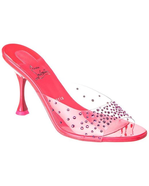 Christian Louboutin Pink Degramule Strass 85 Leather & Pvc Sandal