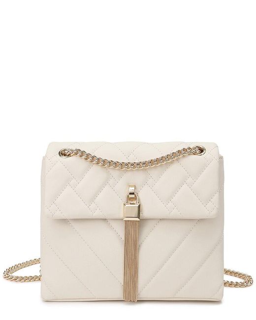 Tiffany & Fred Paris Natural Quilted Leather Tassel Crossbody