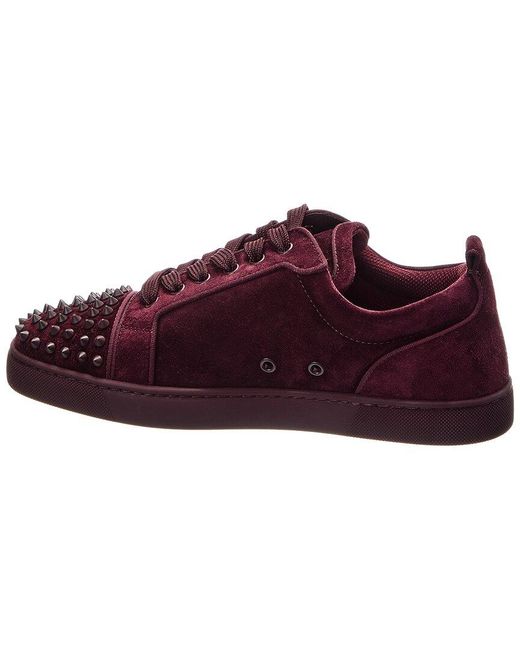 Christian Louboutin Red Louis Junior Spikes Suede Sneaker for men