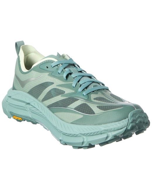 Hoka One One Blue Mafate Speed 4 Lite Leather & Mesh Sneaker