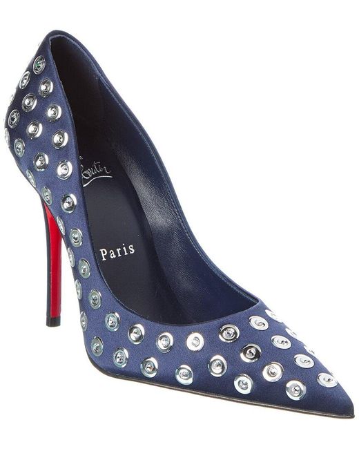 Christian Louboutin Blue Miss Z Boum Boum Mirror 100 Satin Pump