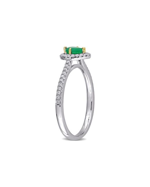 Rina Limor White 14k Two-tone 0.48 Ct. Tw. Diamond & Emerald Ring