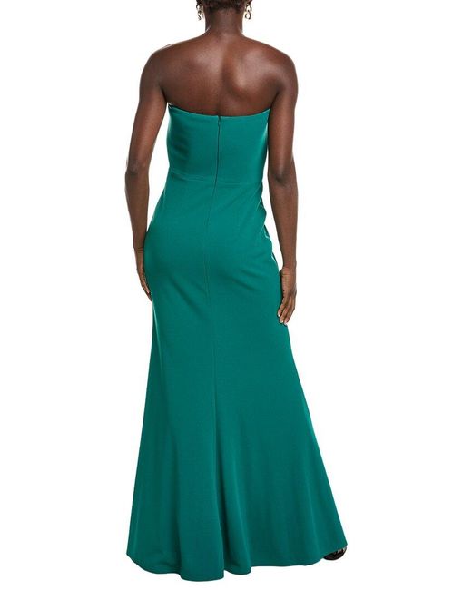 Tadashi Shoji Green Solid Maxi Dress