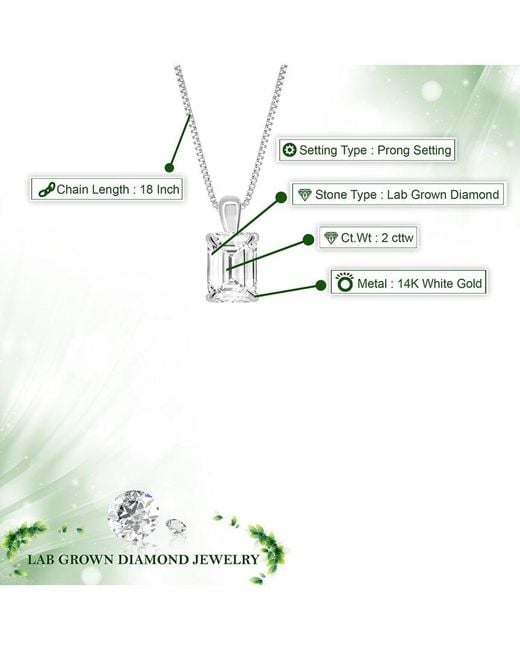 Amairah White 14K 2.00 Ct. Tw. Lab-Grown Diamond Solitaire Pendant Necklace