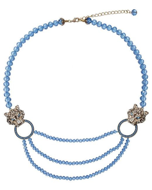 Eye Candy LA Blue Julia Leopard Beaded Necklace