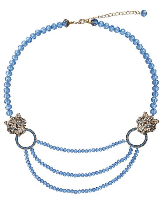 Eye Candy LA Blue Julia Leopard Beaded Necklace
